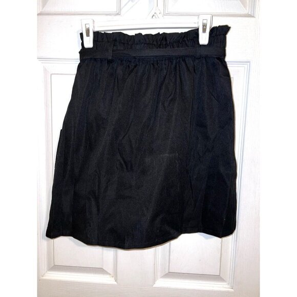 NWT KANCY KOLE High Waist A-Line Paperbag Waist Skirt with Pockets Black Sz L - Picture 7 of 13